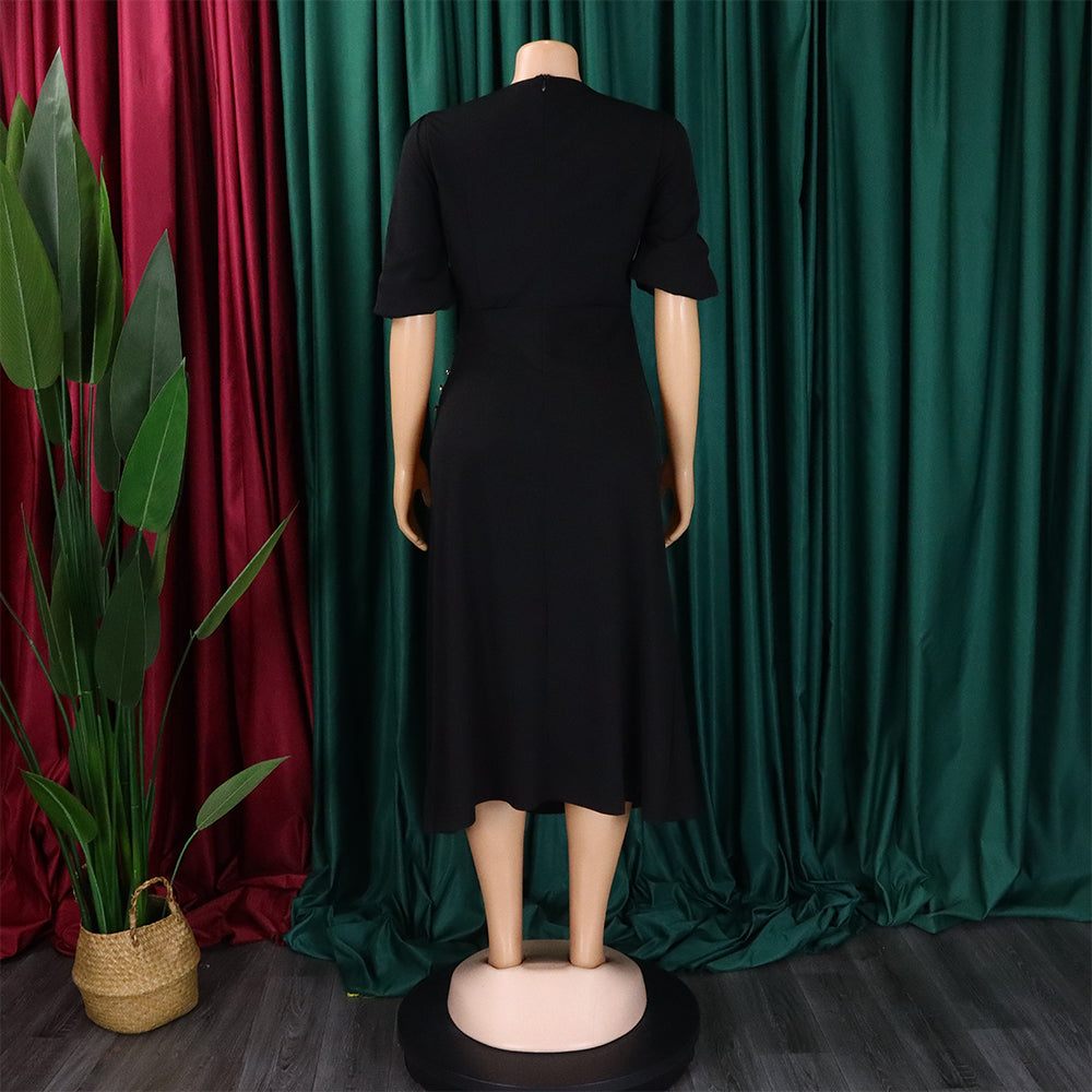 Women's Summer Chic Elegant Solid Plus Size Dress 28