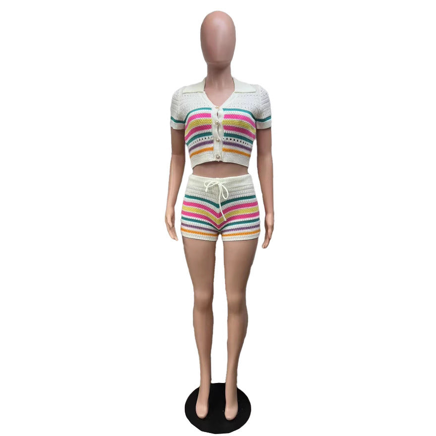 Women's Fashion Cardigan Sweater & Bodycon Shorts Set 5