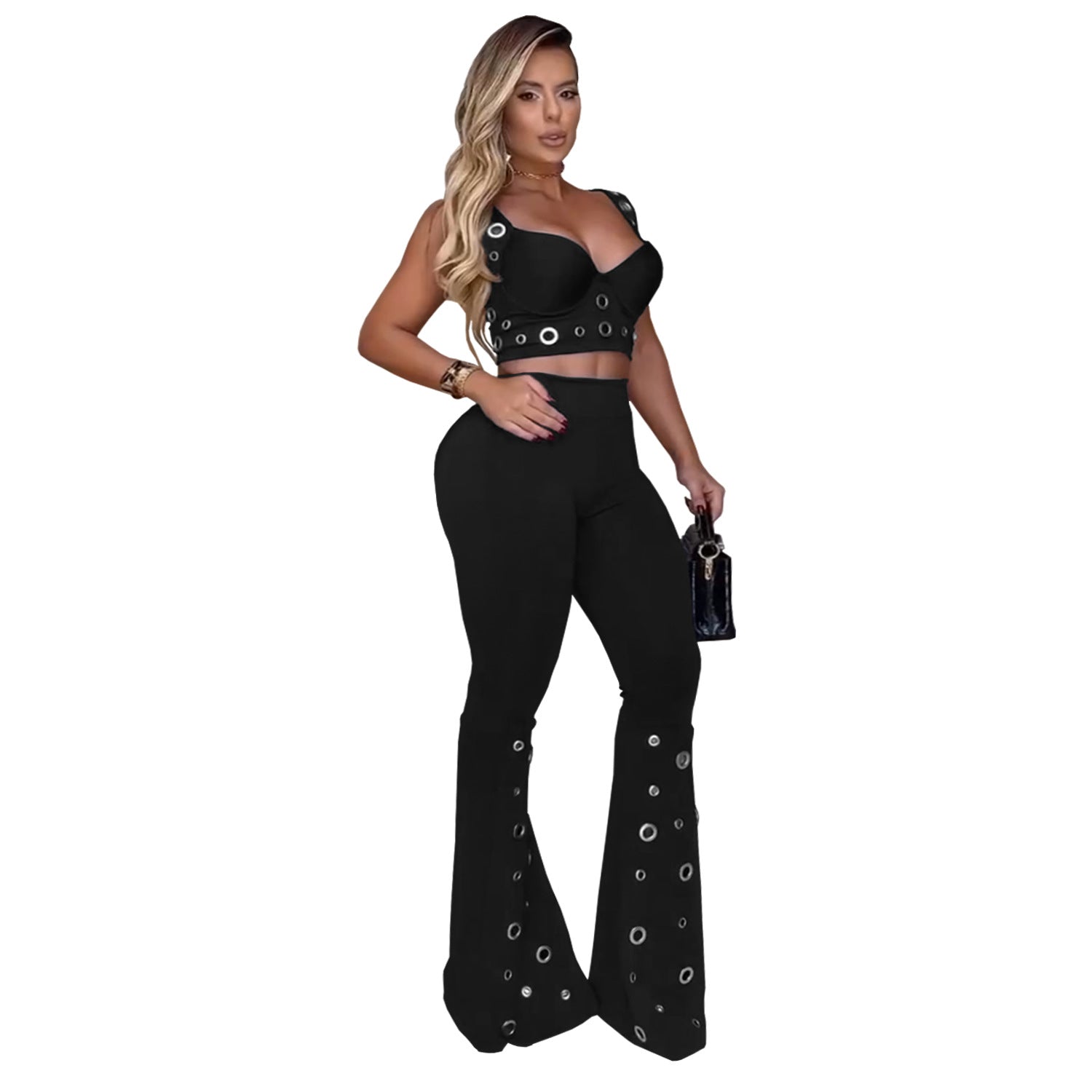 Women Sexy Top and Wide-Leg Pants Two-Piece Set 7