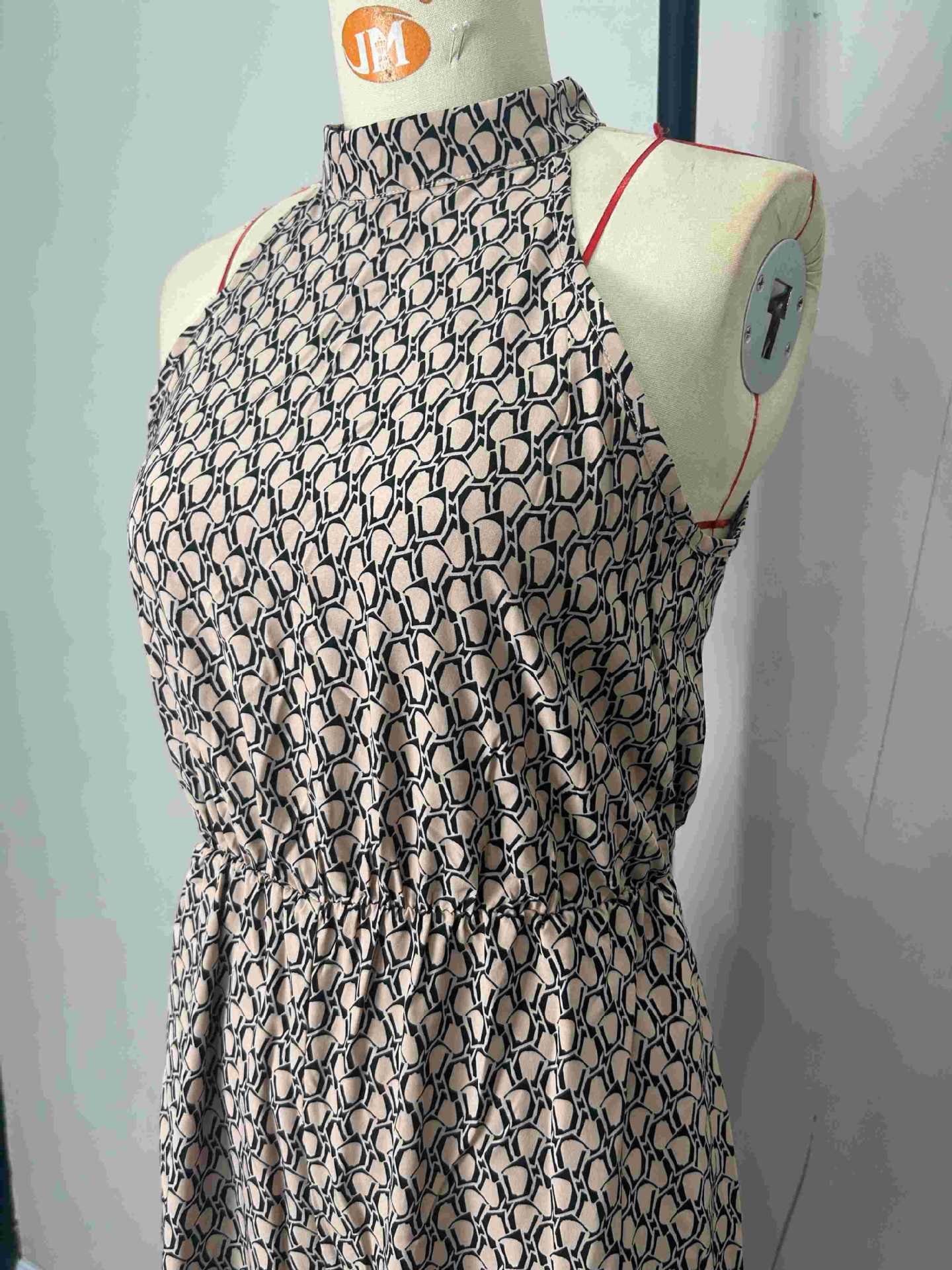 Women's Elastic Waist High-Neck Sleeveless Floral Wide-Leg Casual Jumpsuit 9