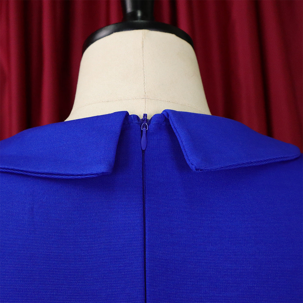 Women'S Fall/Winter Mesh And Pleated Plus Size Ol Chic Career Dress 14