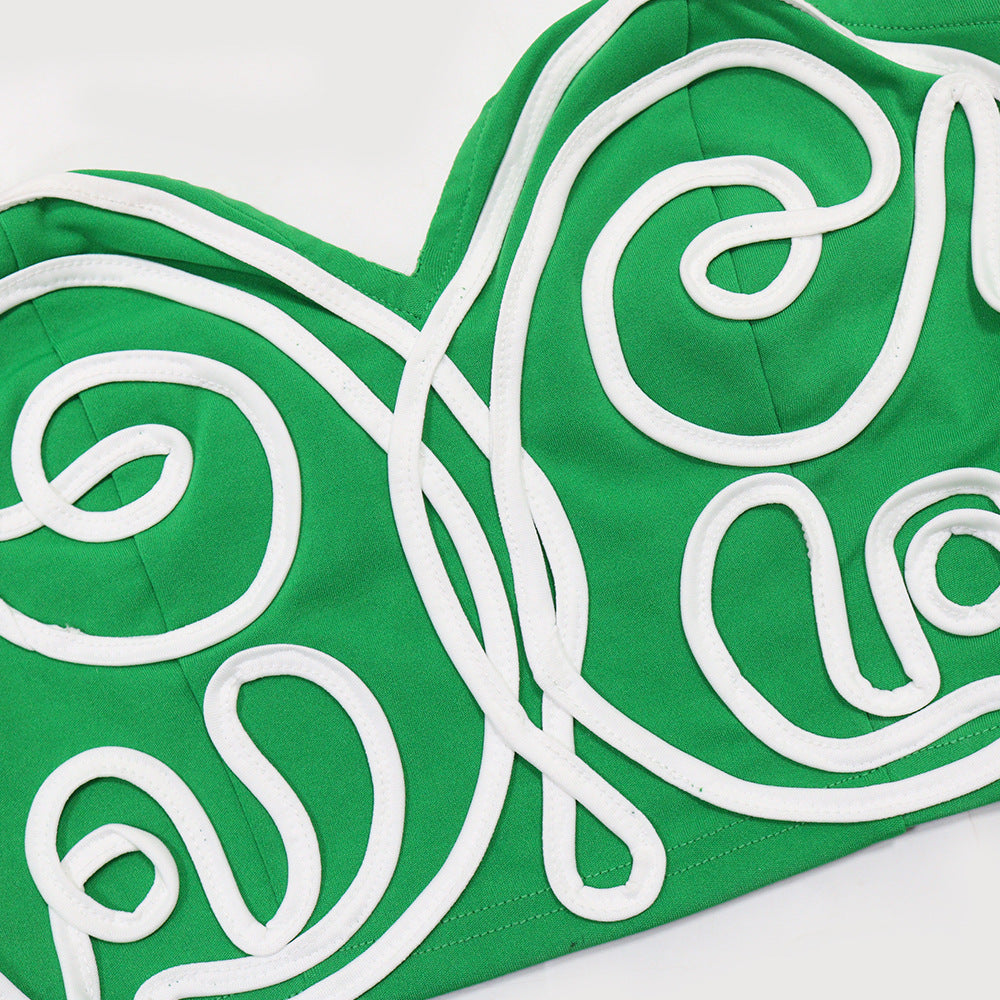 Women Strapless Crop Top and Solid Long Pants Two-Piece Set 13