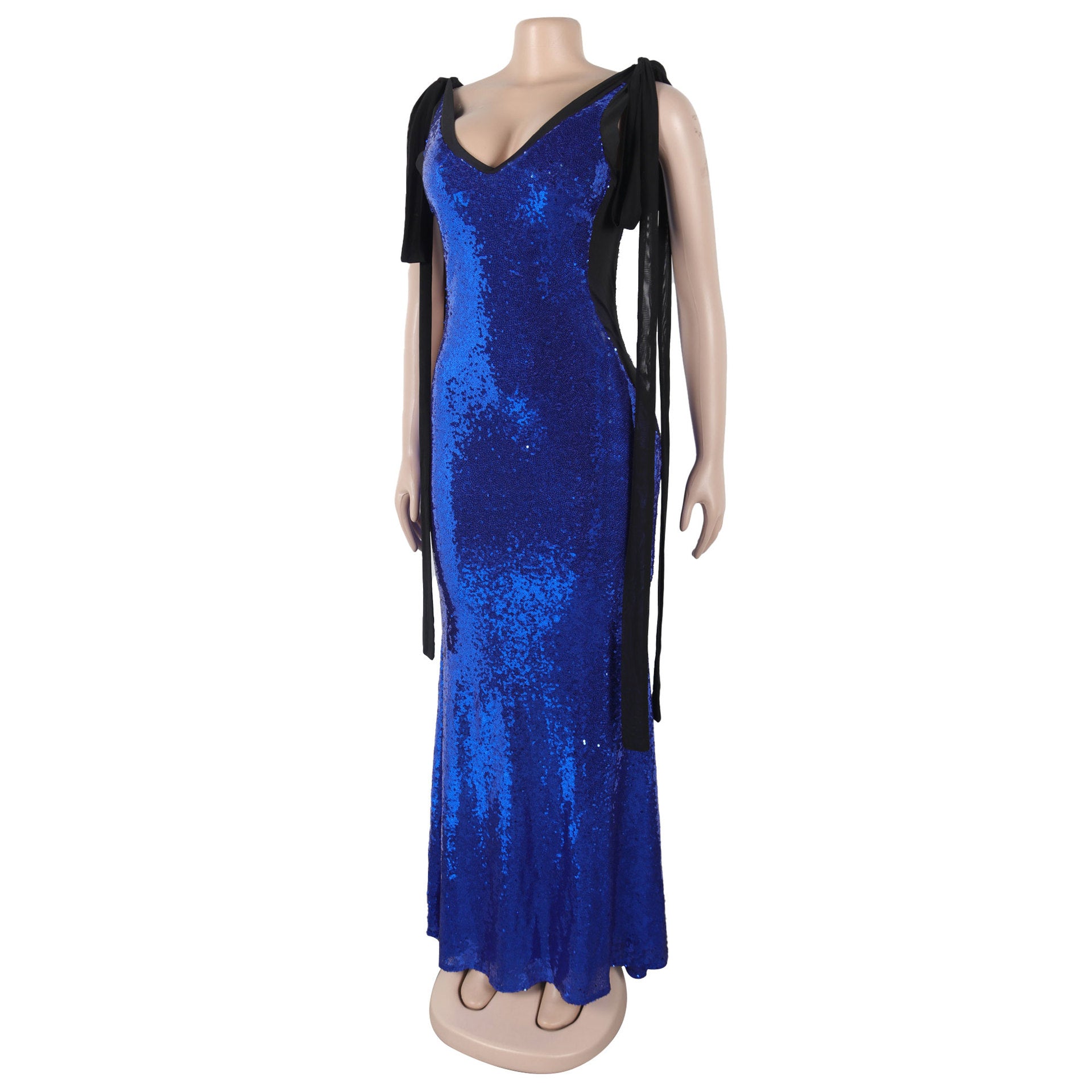 Women Sexy Lace-Up V-neck Sequin Dress 8