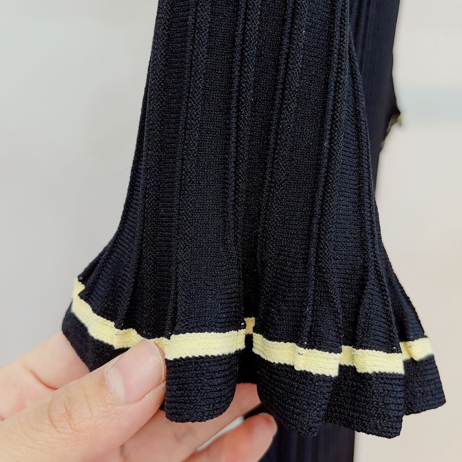 Women French Elegant Contrast Color Fishtail Skirt Pleated Dress 5