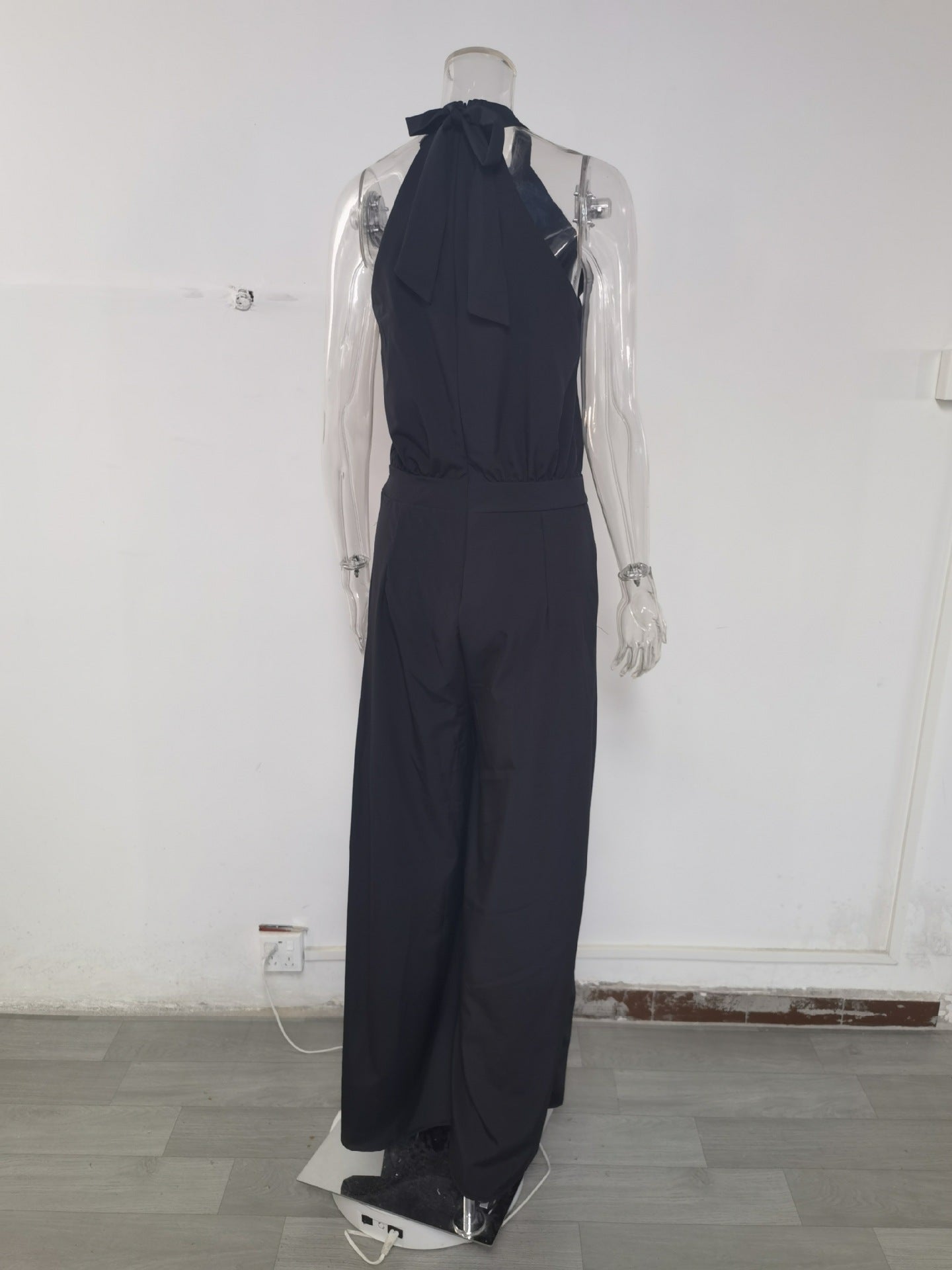 Summer Women Elegant Lace-Up Sleeveless Halter Neck Print Jumpsuit 51