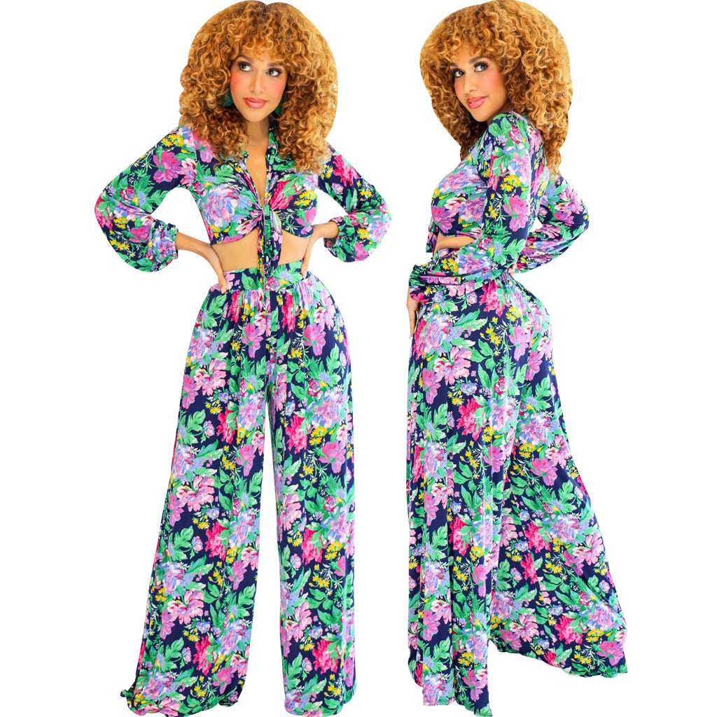 Sexy Fashion Digital Print Two-Piece Pants Set 5