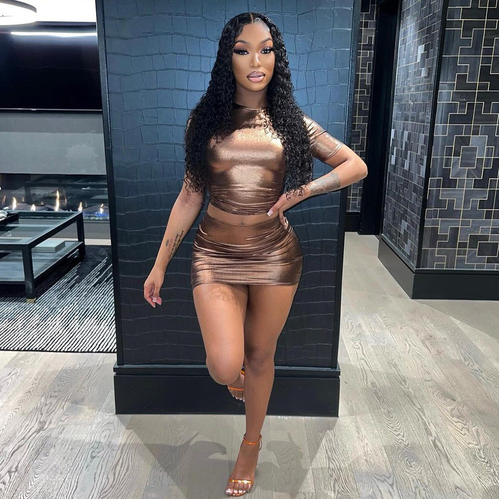 Women summer sexy Crop Top and Mini Skirt two-piece set 20