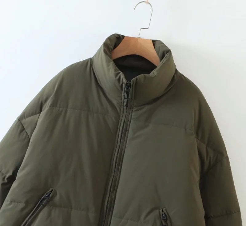 women's winter style fashion Stand Collar zipper pocket warm cotton-padded jacket 31