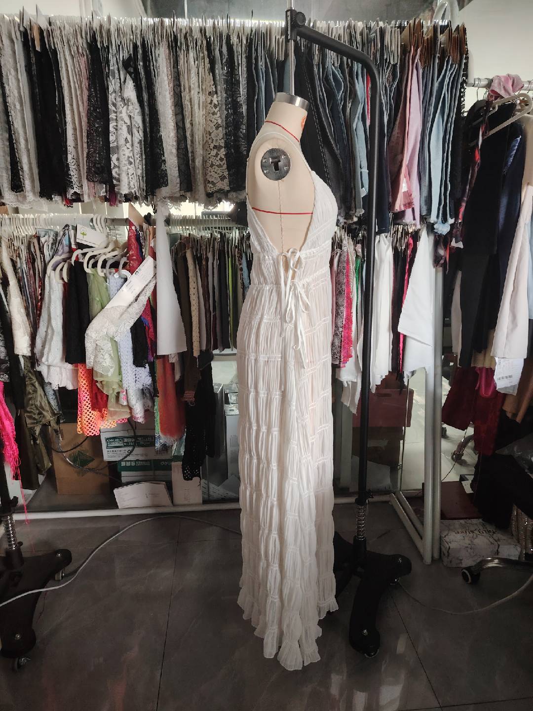 Women Summer Halter Neck Lace-Up Sexy Backless Lace Lace Strap Beach Cover-up 8