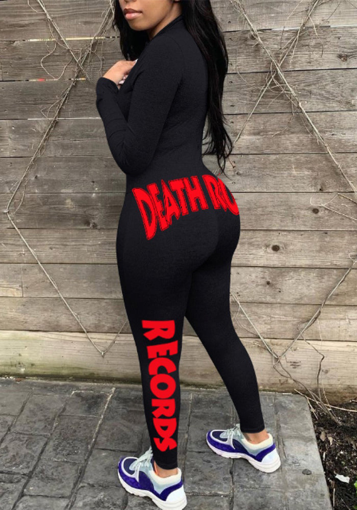 Women Long Sleeve Printed Jumpsuit