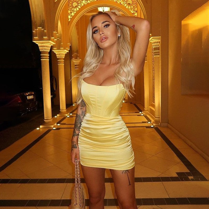 Spring Summer Women's Nightclub Strapless Short Dress 6