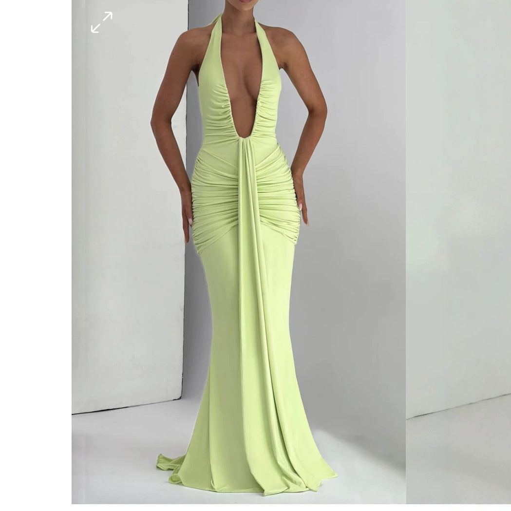 Women Summer Solid Sexy See-Through Sleeveless Dress