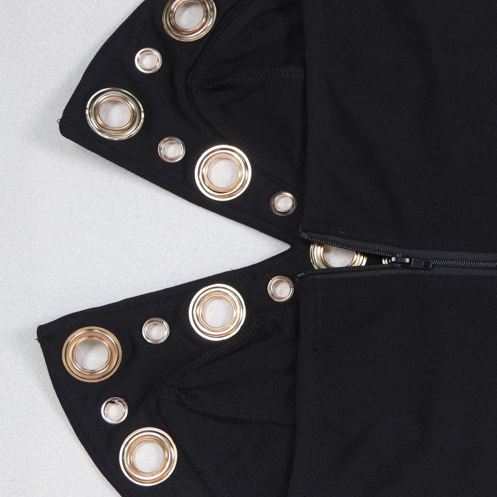 Women elegant elastic metal buckle decorated V-neck Top and Pants two-piece set 49