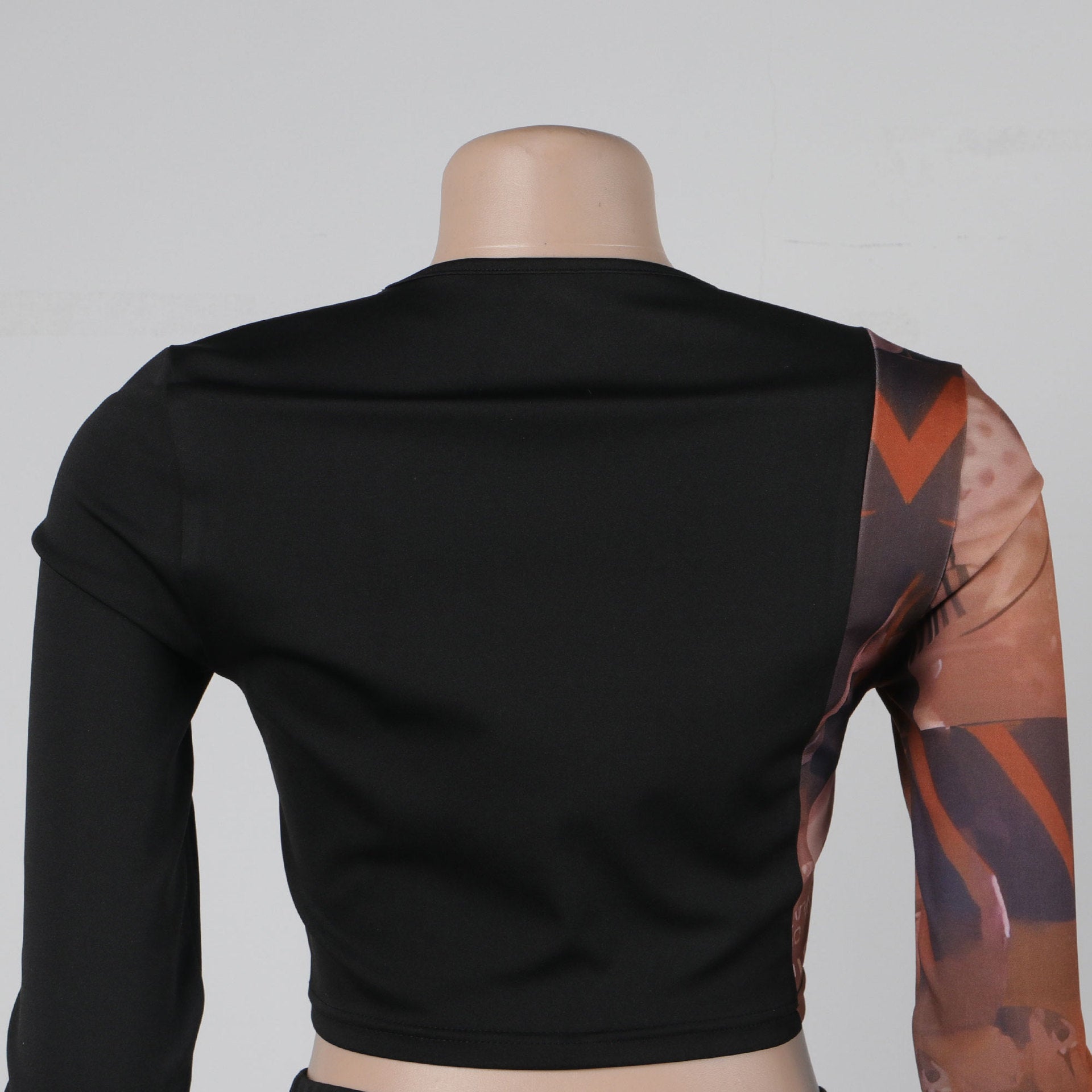 Sexy Printed Patchwork Contrast Slim Fit Long Sleeve Two-Piece pants Set 15