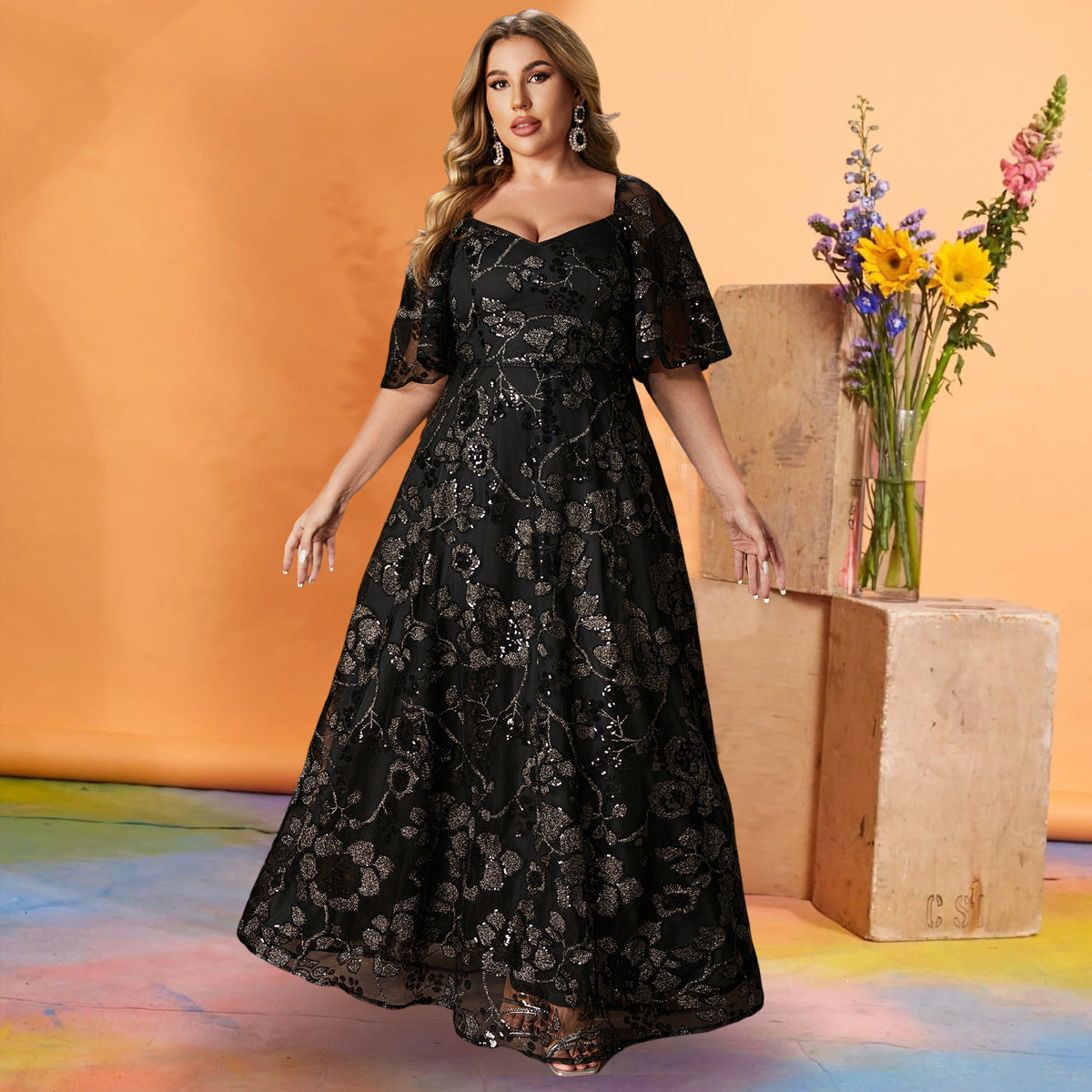 Plus-Size Women Sequin Print Dress 8