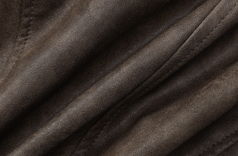 American Retro Distressed Short Jacketversatile Autumn Slim Fit Stand Collar Pu Leather Trendy Clothing 16