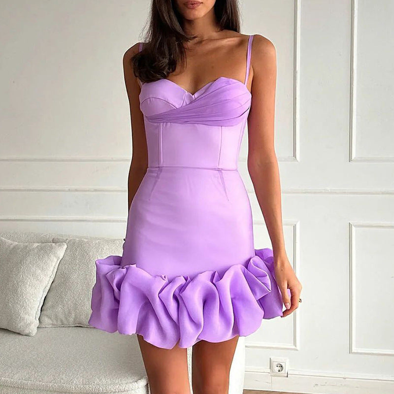 Women Summer Sexy Pleated Strap Dress 8