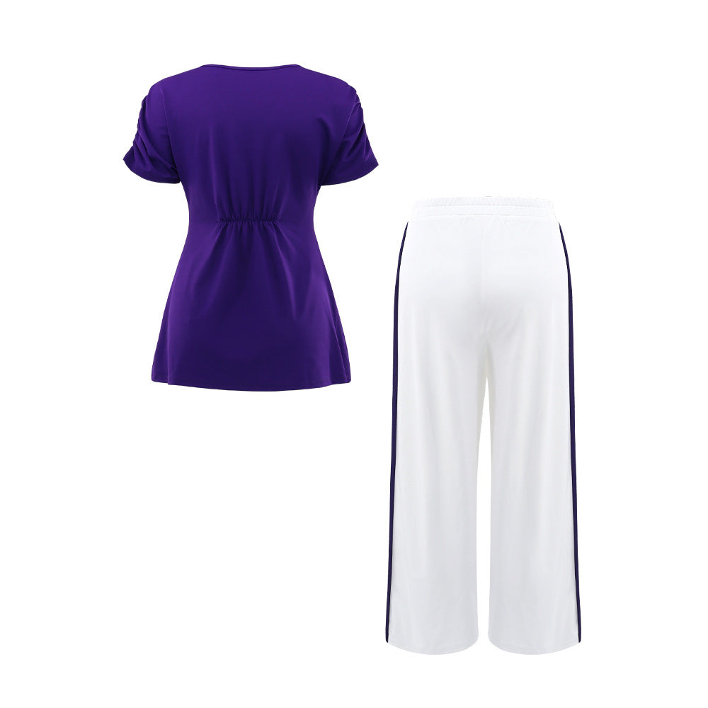 Women Casual Slit Top and High Waist PantsTwo Piece Set 7