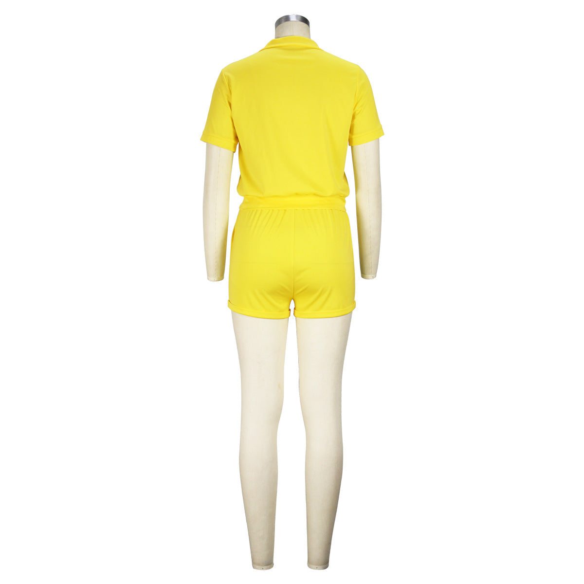 Spring Summer Fashion Sports Two-piece Women's Short Sleeve Zipper Top Shorts Set 40