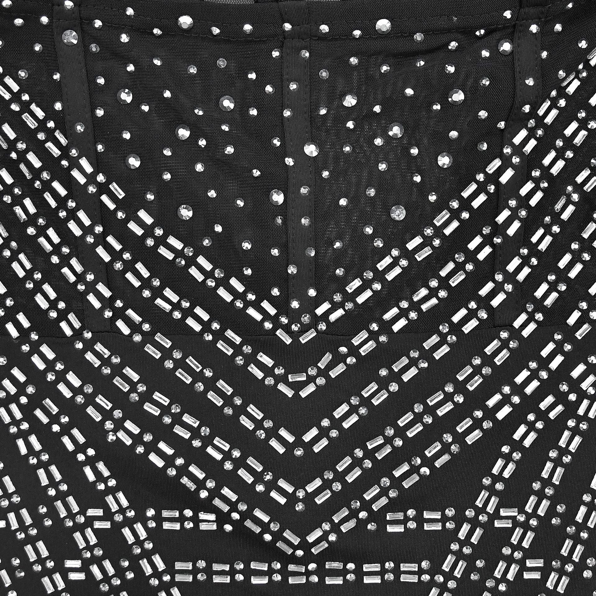 Women's Fashion Solid Color Mesh Beaded Straps Bodycon Club Dress 18