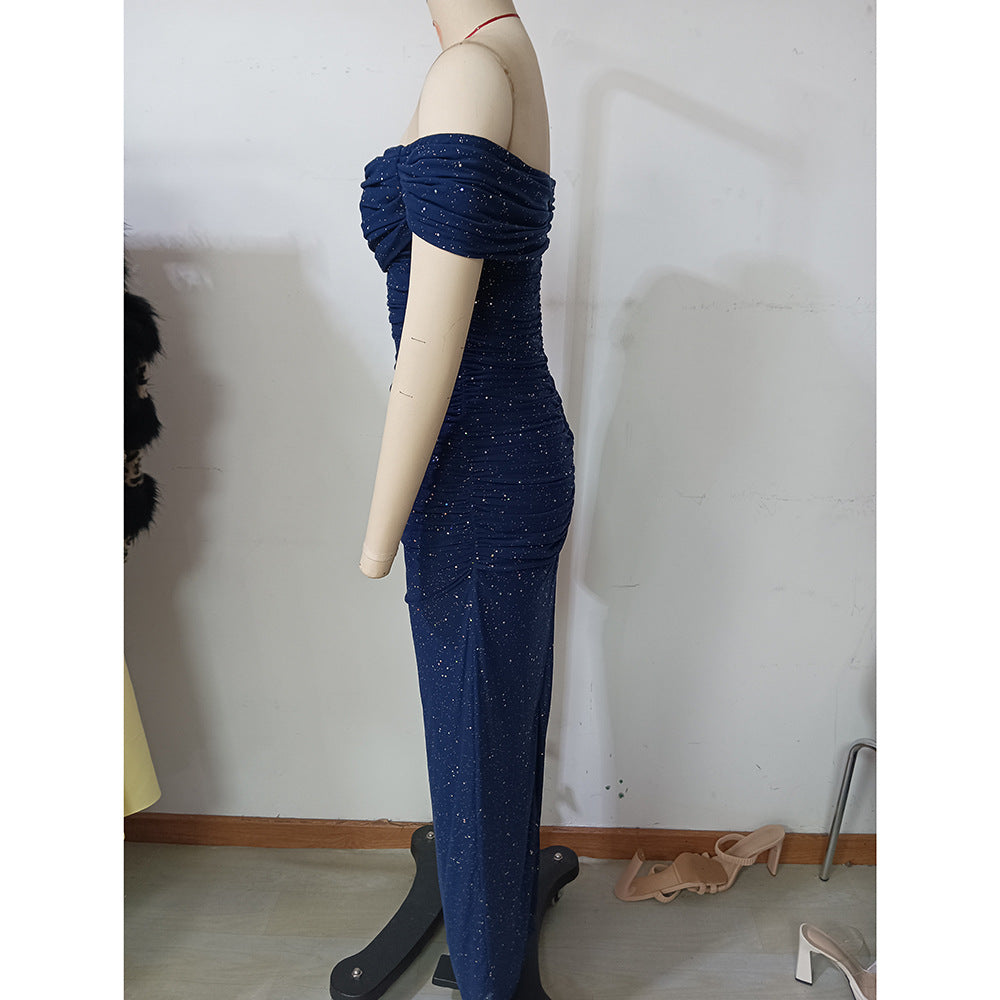 Summer Women's Fashion Off Shoulder Slim Evening Dress 9