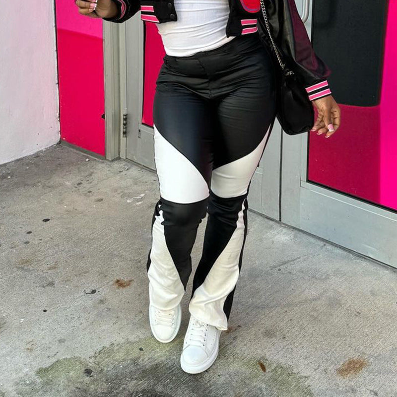 Women Sports Contrast Color Pants 4