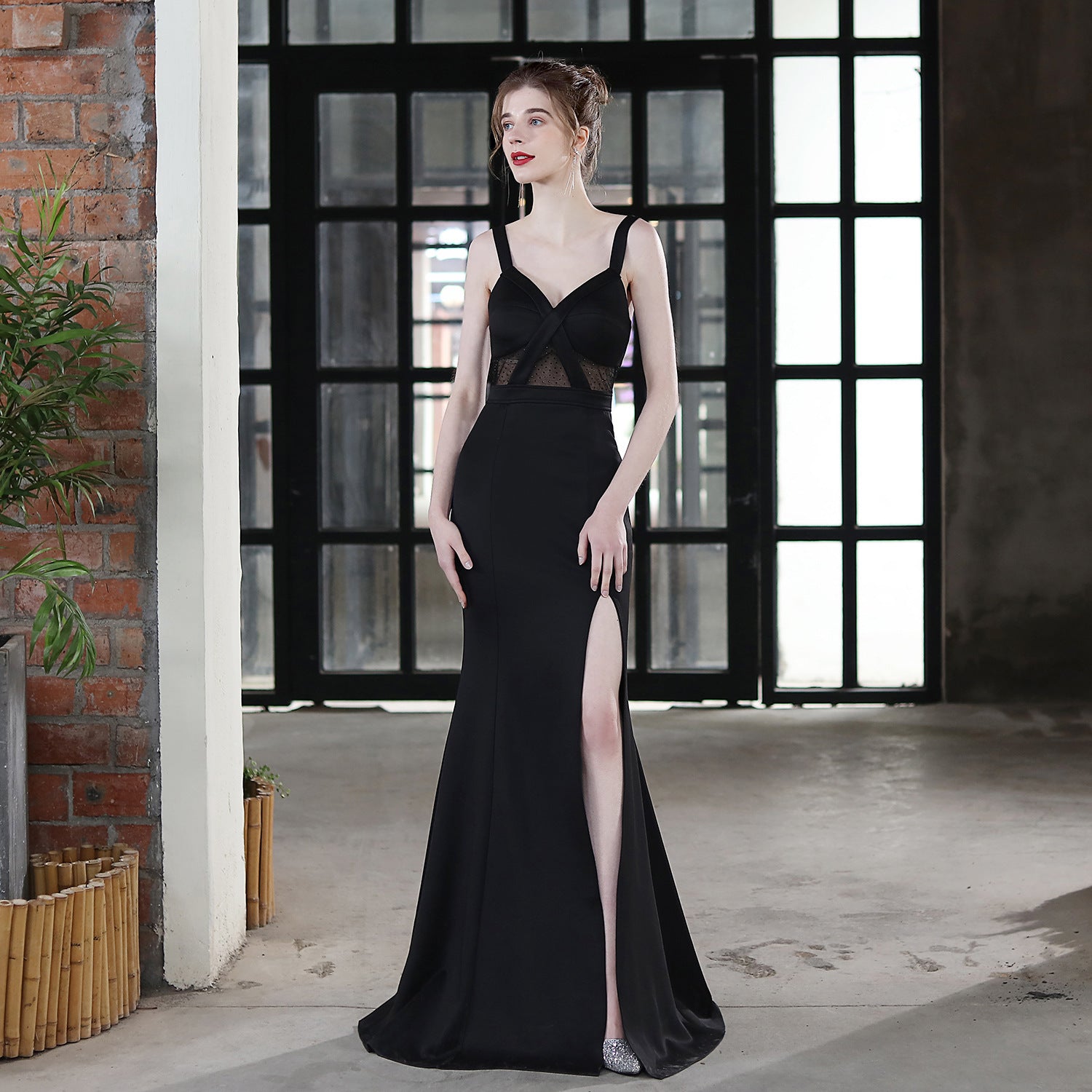 Summer Formal Occasional Strap Slit Mermaid Evening Dress 3