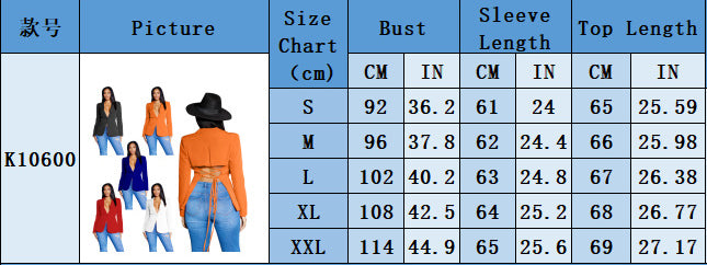 Fashion Women's Sexy V Neck Blazer Solid Color Long Sleeve Coat 16