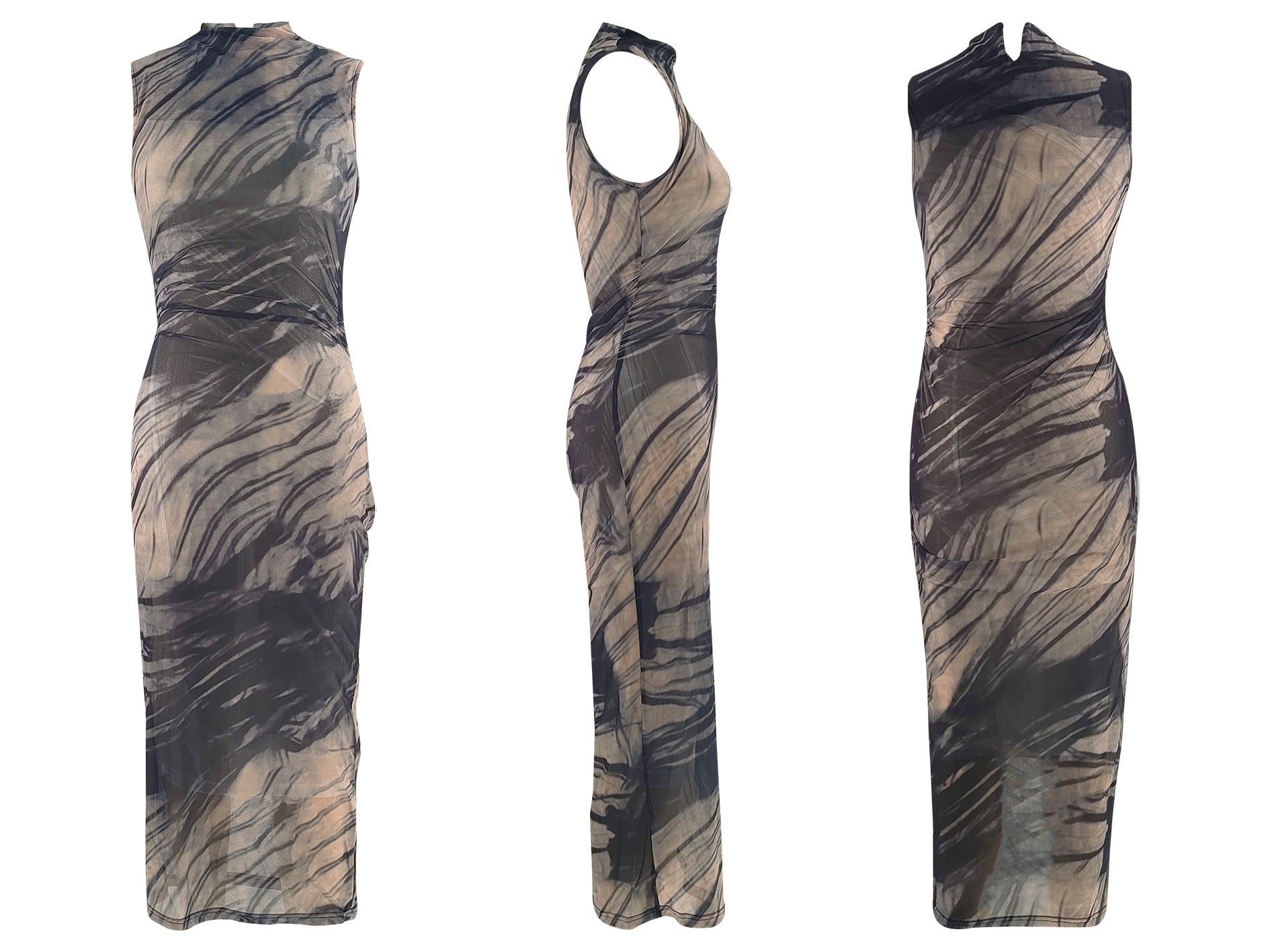 Women mesh elegant sleeveless printed dress 9