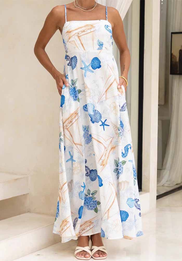 Summer Holidays Women's Print Casual Strap Maxi Dress