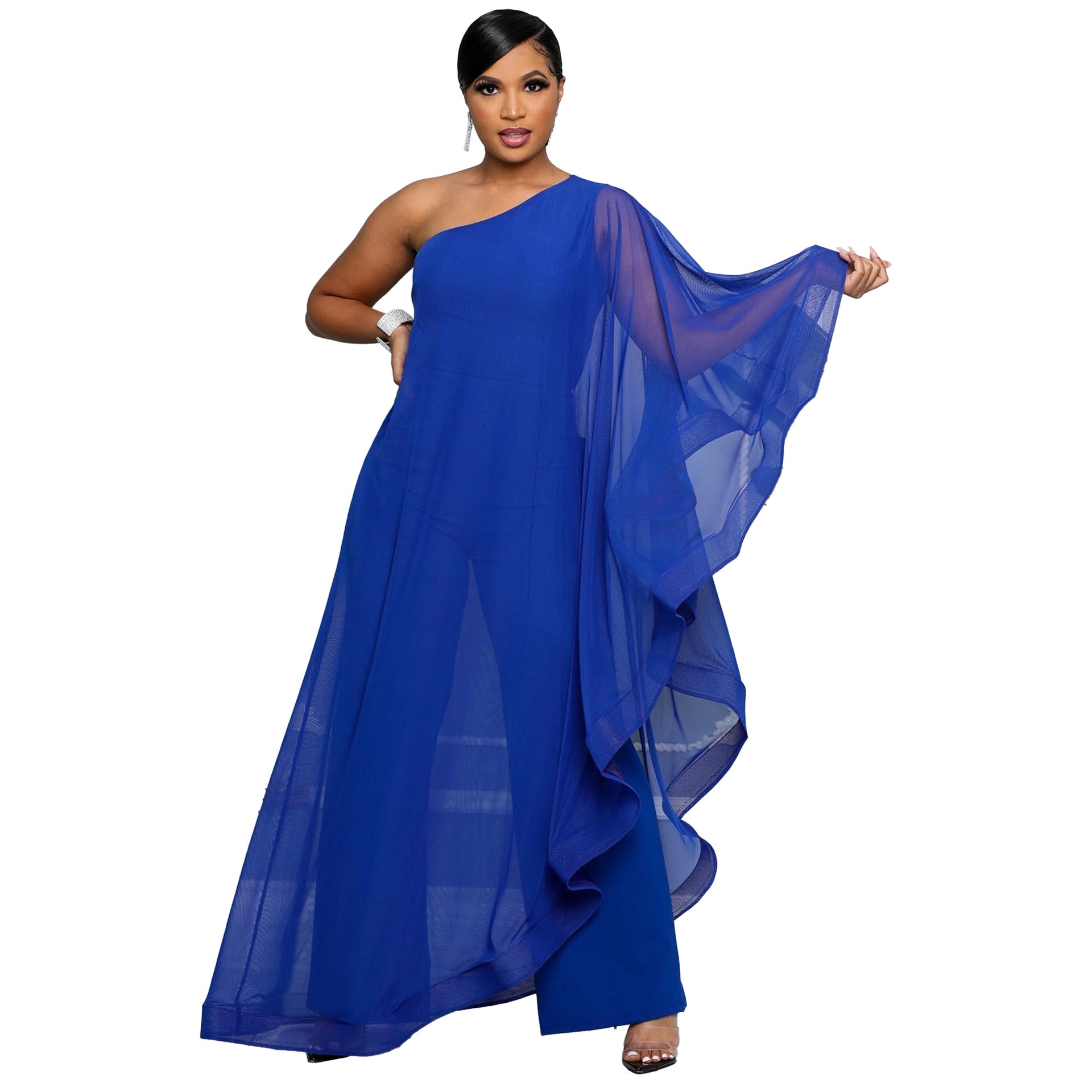 Women Sexy One Shoulder Sleeveless Stretch Jumpsuit 17