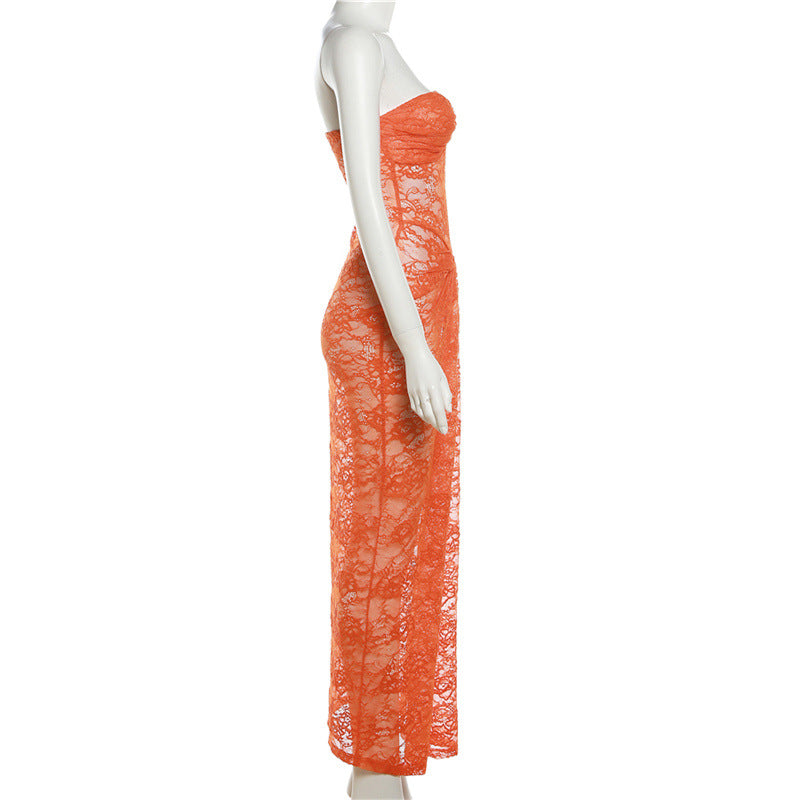 Summer Women's Fashionable And Sexy Lace See-Through Bodycon Dress 12