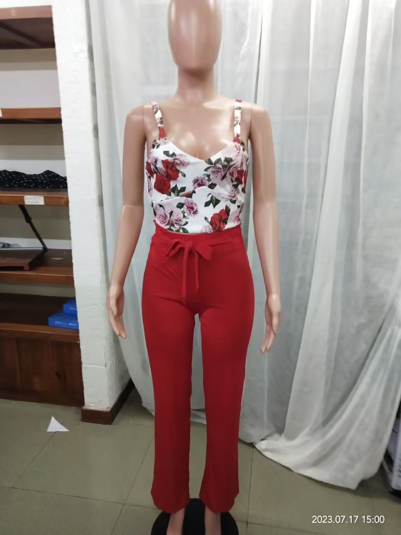 Women Spring Summer Fashion Print Top and Pant Two-Piece Set 15