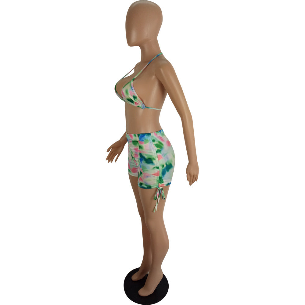 Spring And Summer Women's Sexy Multi-Color Printed Two-Piece Shorts Set 33