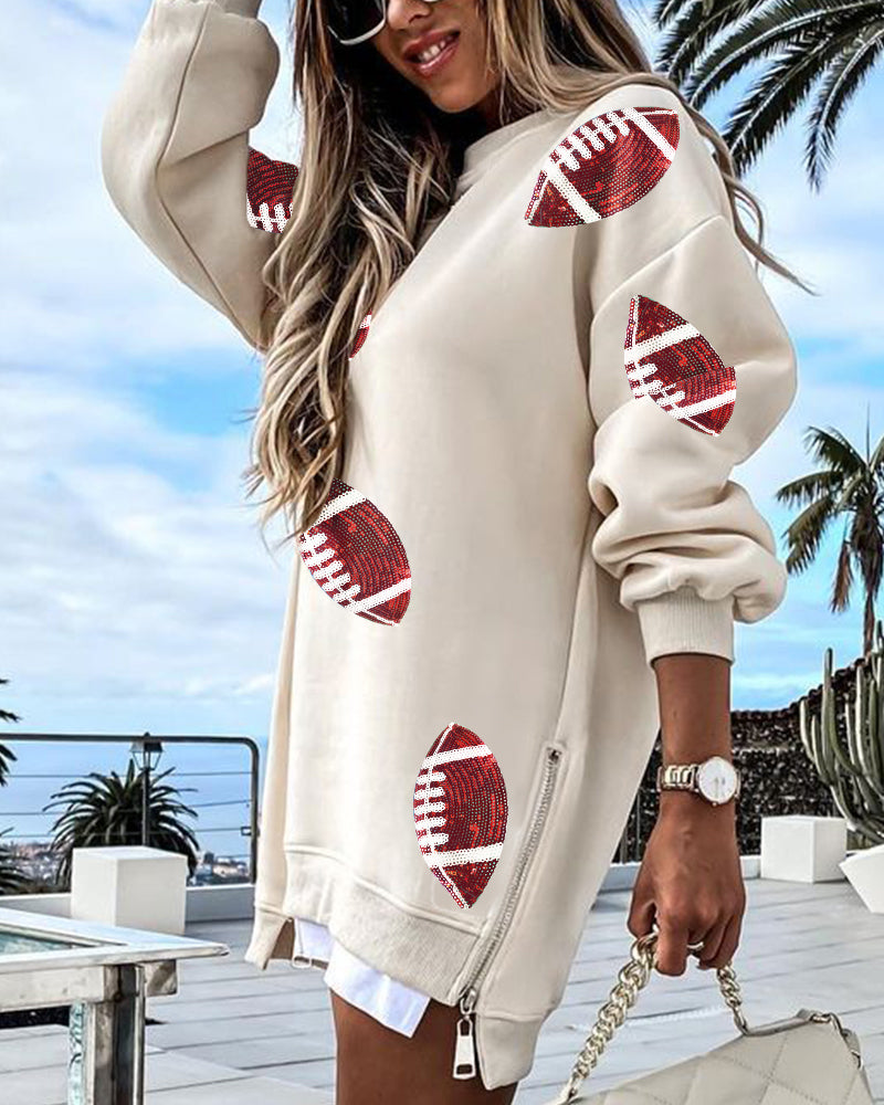 Women zipper round neck print dress 5