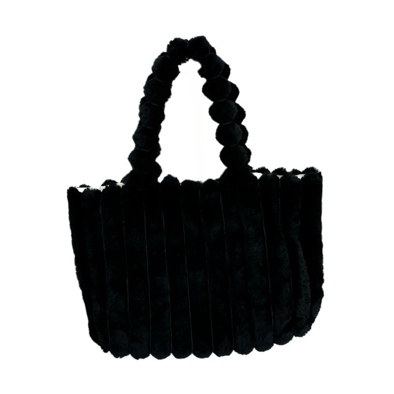 Women Shoulder Furry Tote Bag 4