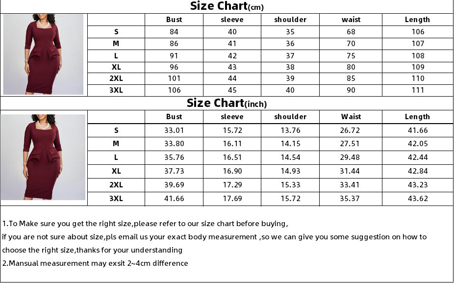 Women'S Spring Solid Bodycon Chic Elegant Career Africa Plus Size Dress 10