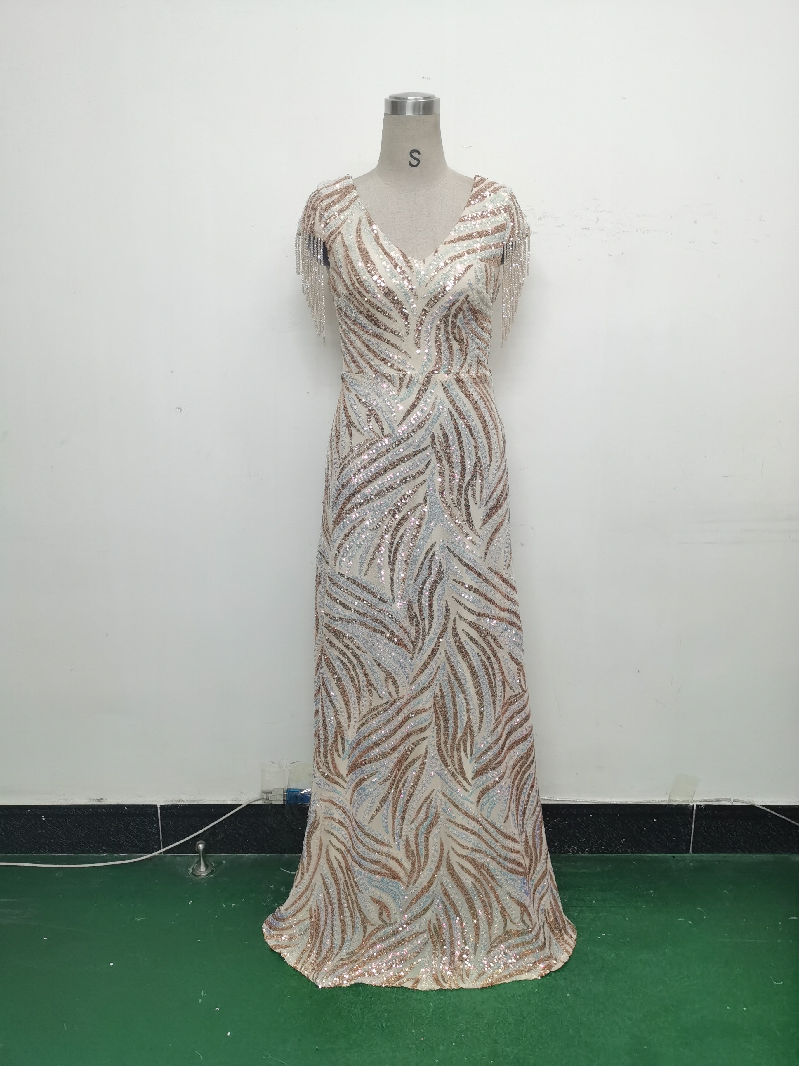 Women Sequin Beaded Evening Dress 27