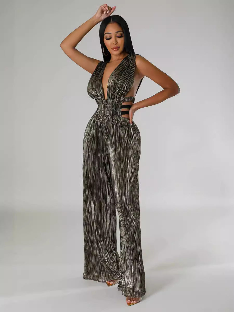 Women's V-Neck Sexy High Waist Tight Fitting Jumpsuit 5