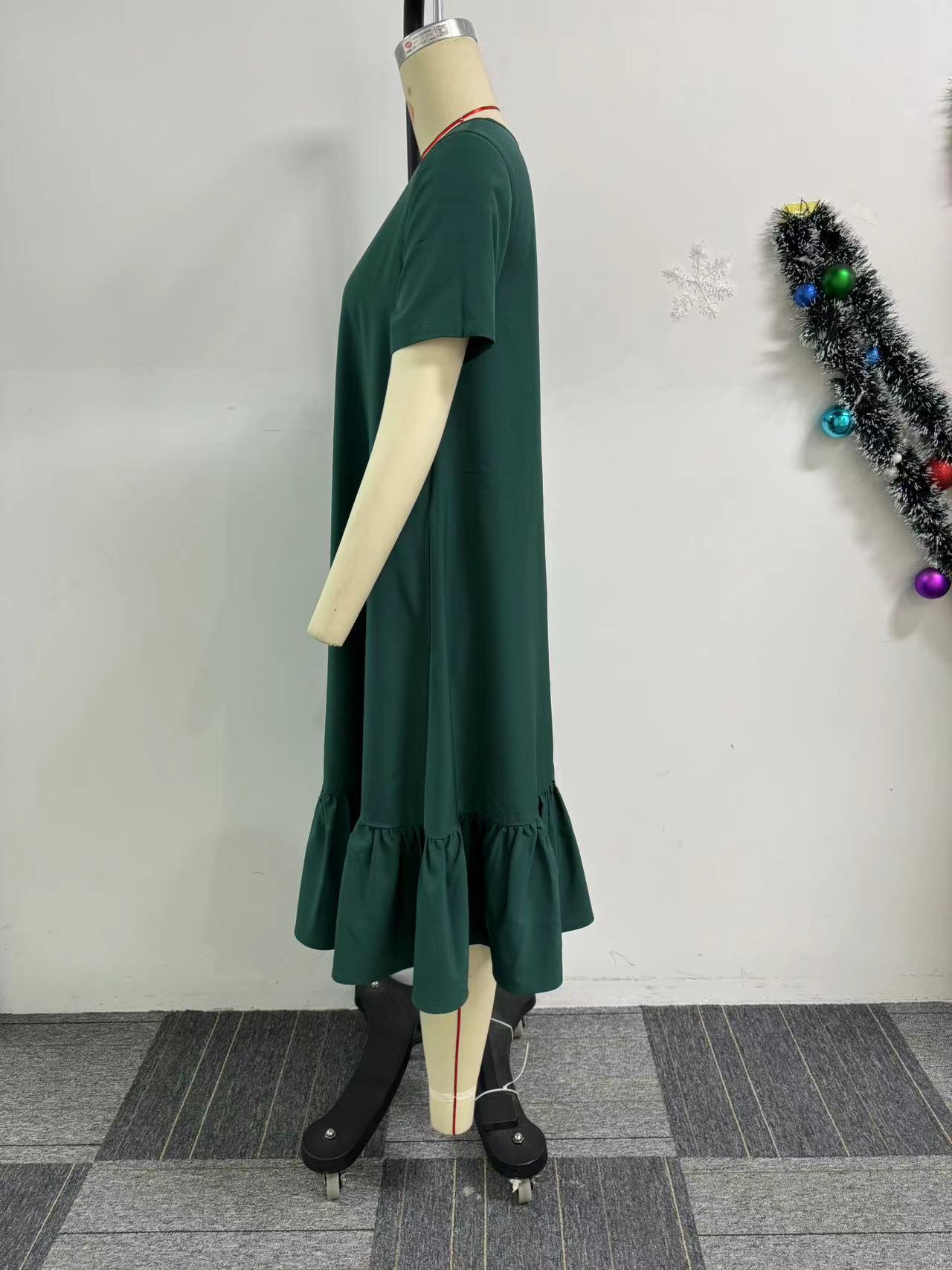 Round Neck ruffle short sleeve loose Plus Size dress 7