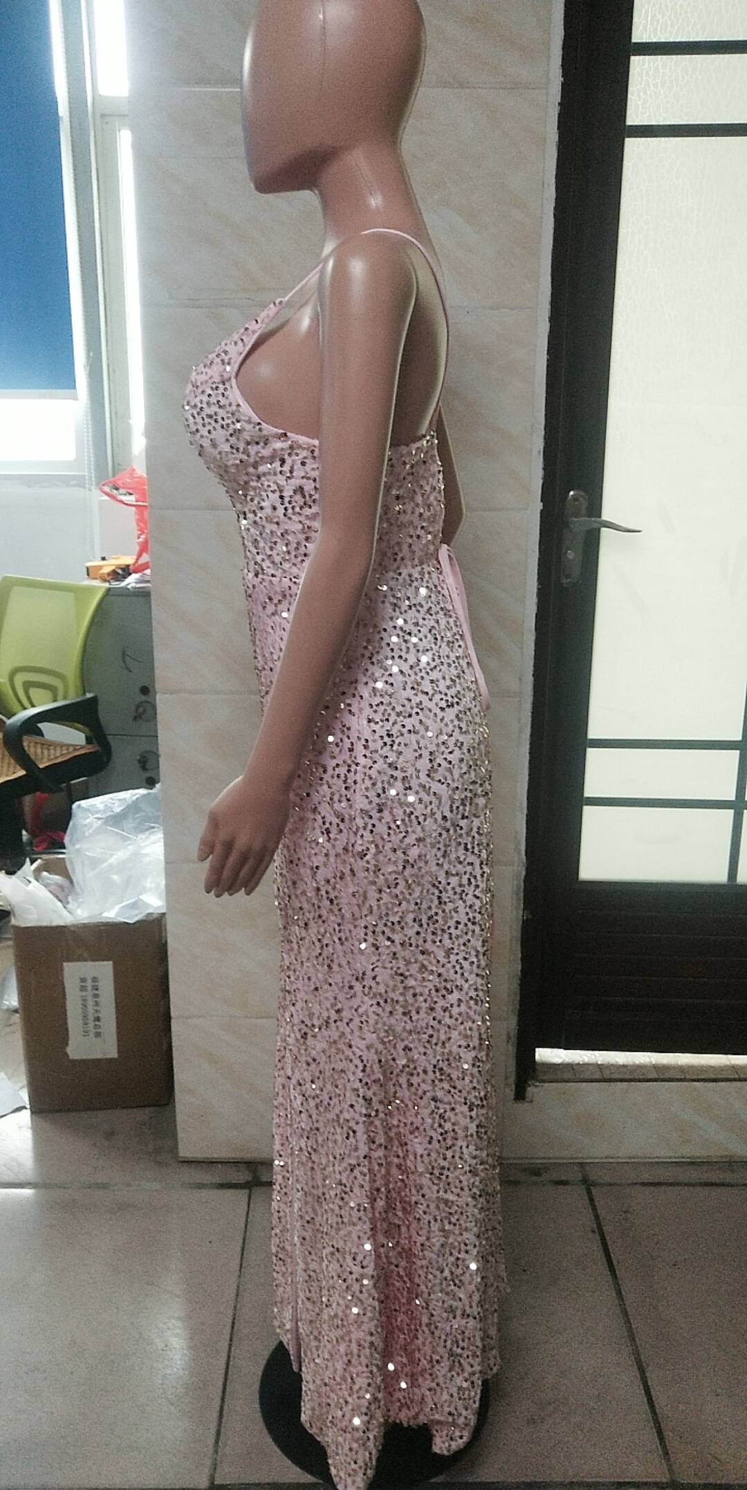 Sleeveless Backless Strap Red Deep V-Neck Sequin Dress（Processing time need 3-6 days） 25