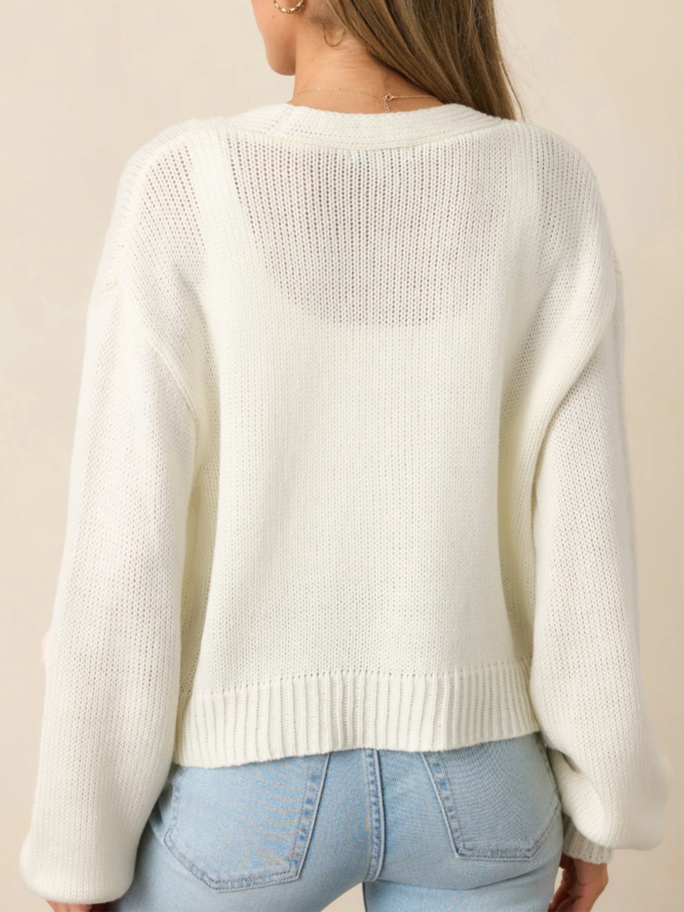 Strawberry Pattern Women's Elegant Knit Cardigan Fall Winter Button Long Sleeve Sweater 3