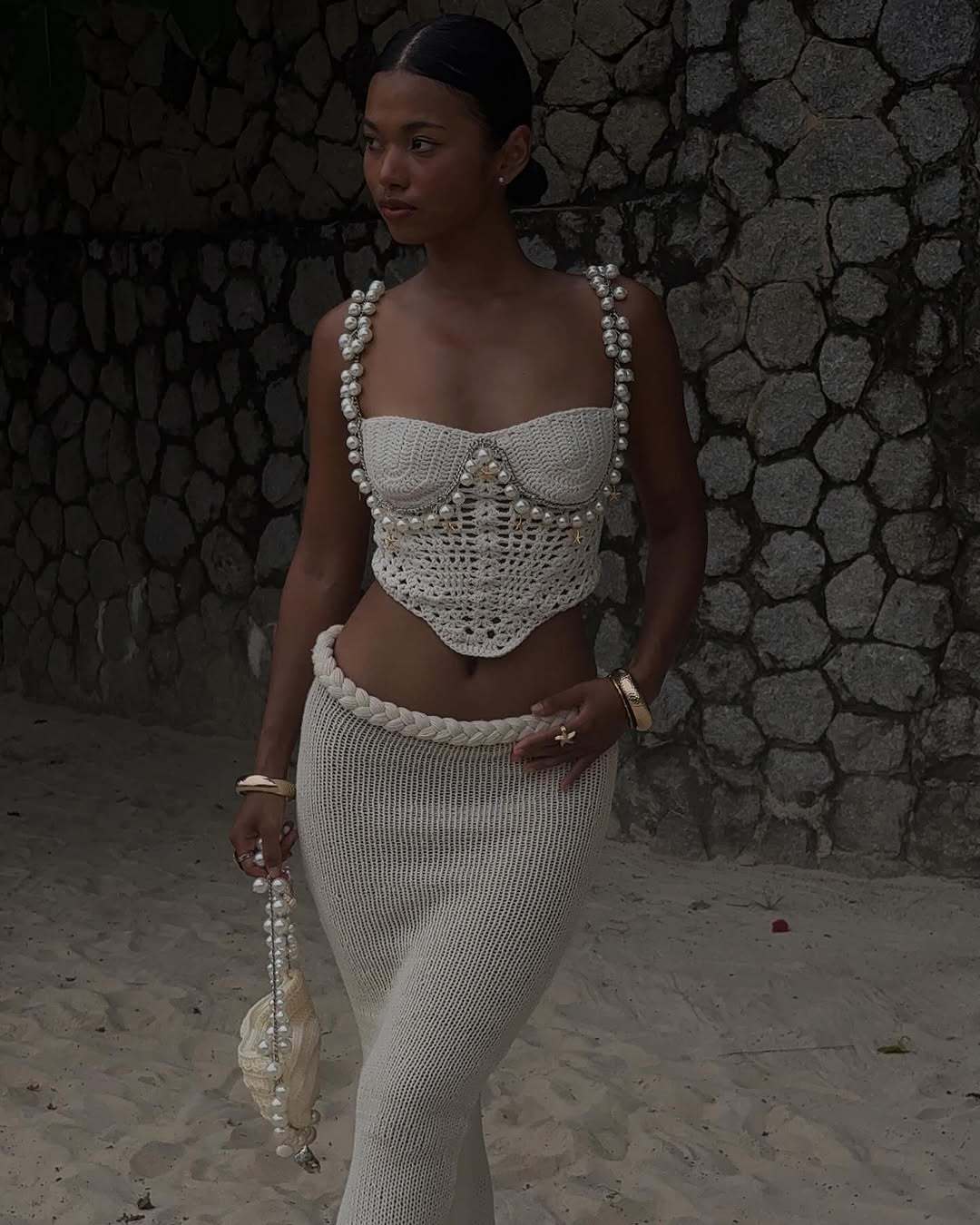 Spring/Summer Sexy Solid Color Crop Strap Beaded Top 16