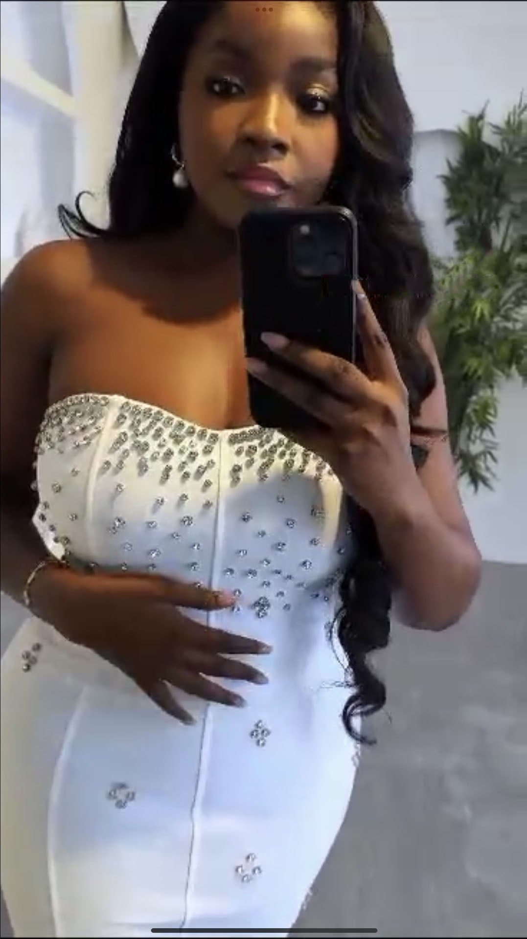 Women Strapless Sexy Backless Slit Diamond Bodycon Dress 7