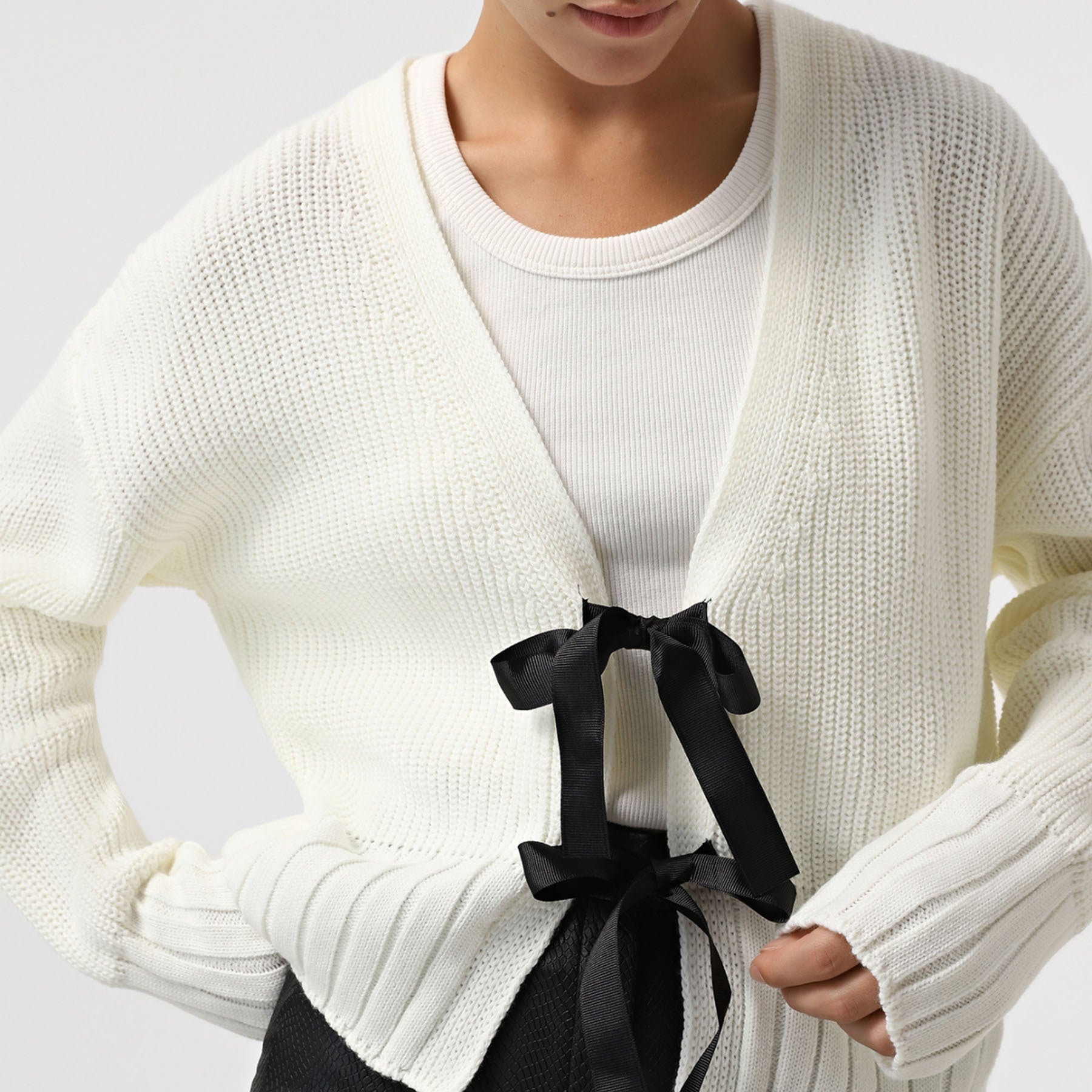 Autumn Winter Women's Bow Sweater Cardigan 7
