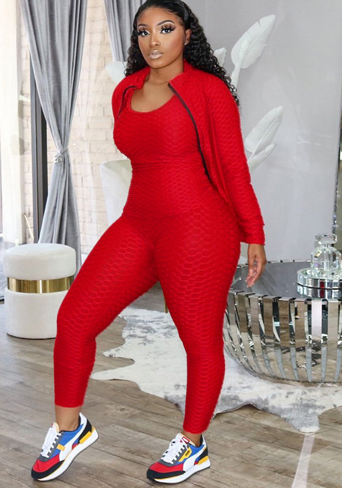 Autumn Winter Women's Sexy Home Workout Three-Piece Butt Lifting Yoga Set