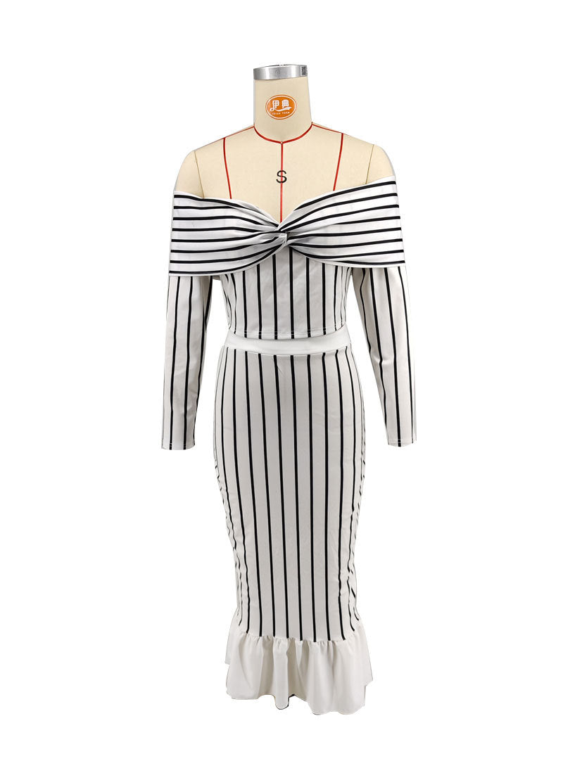 Women Off Shoulder Top and Skirt Two-Piece Set 10