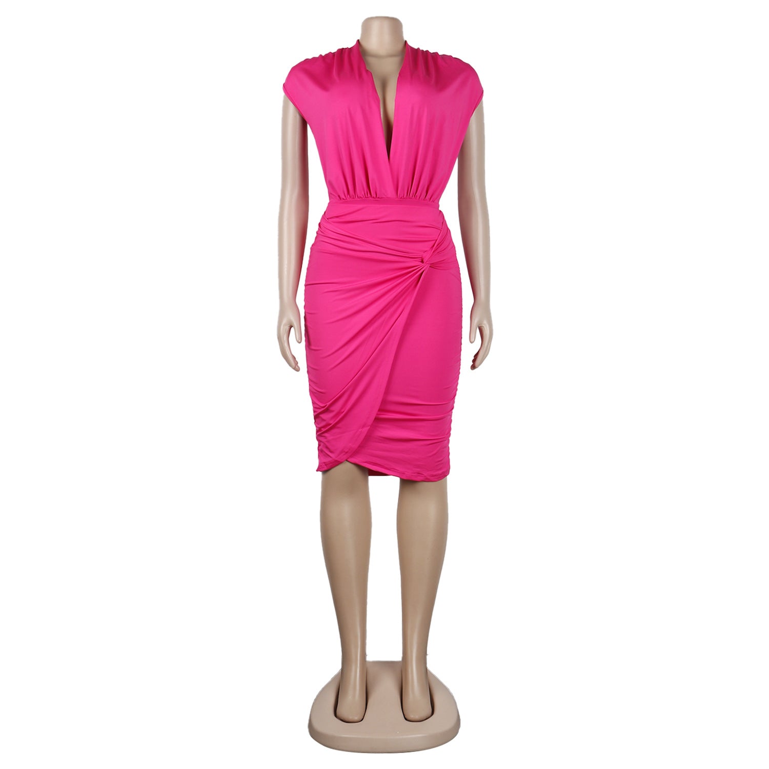 Sexy Solid Deep V-Neck Sleeveless Bodysuit And Skirt Two-Piece Nightclub Dress 21