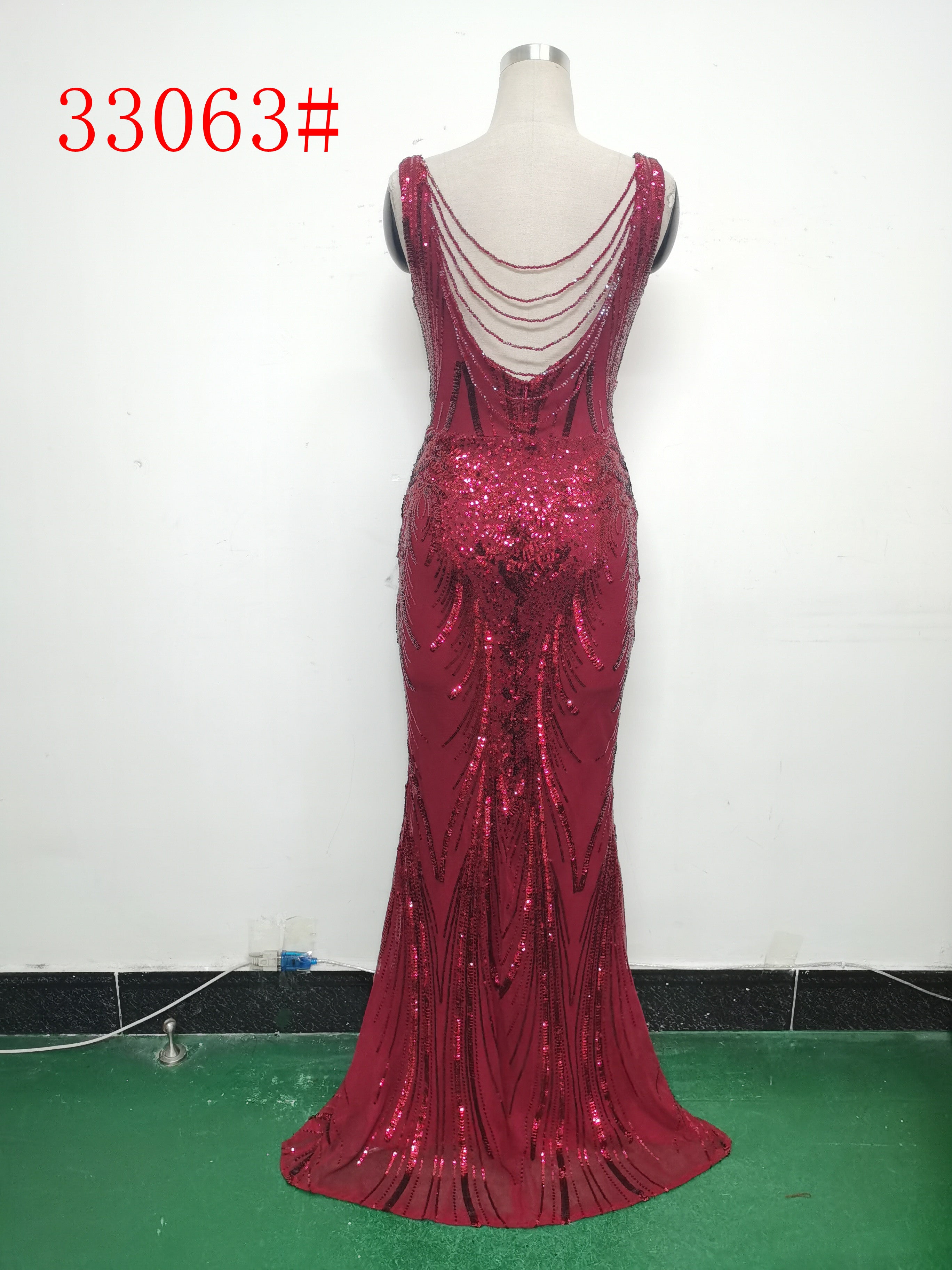 Elegant Sequin Rhinestone Chain Evening Dress 29