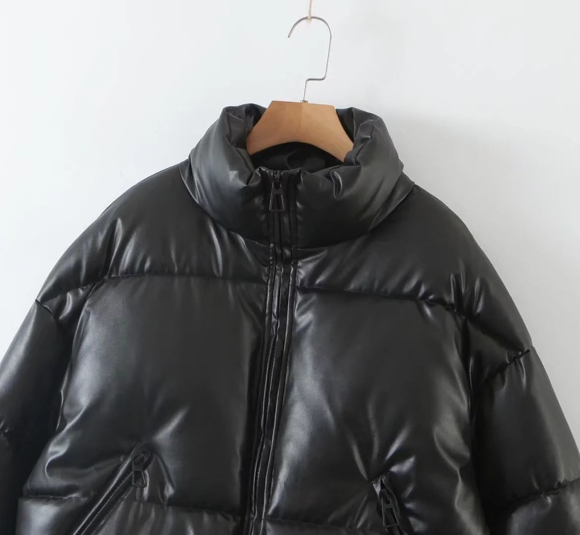 women's winter style fashion Stand Collar zipper pocket warm cotton-padded jacket 86